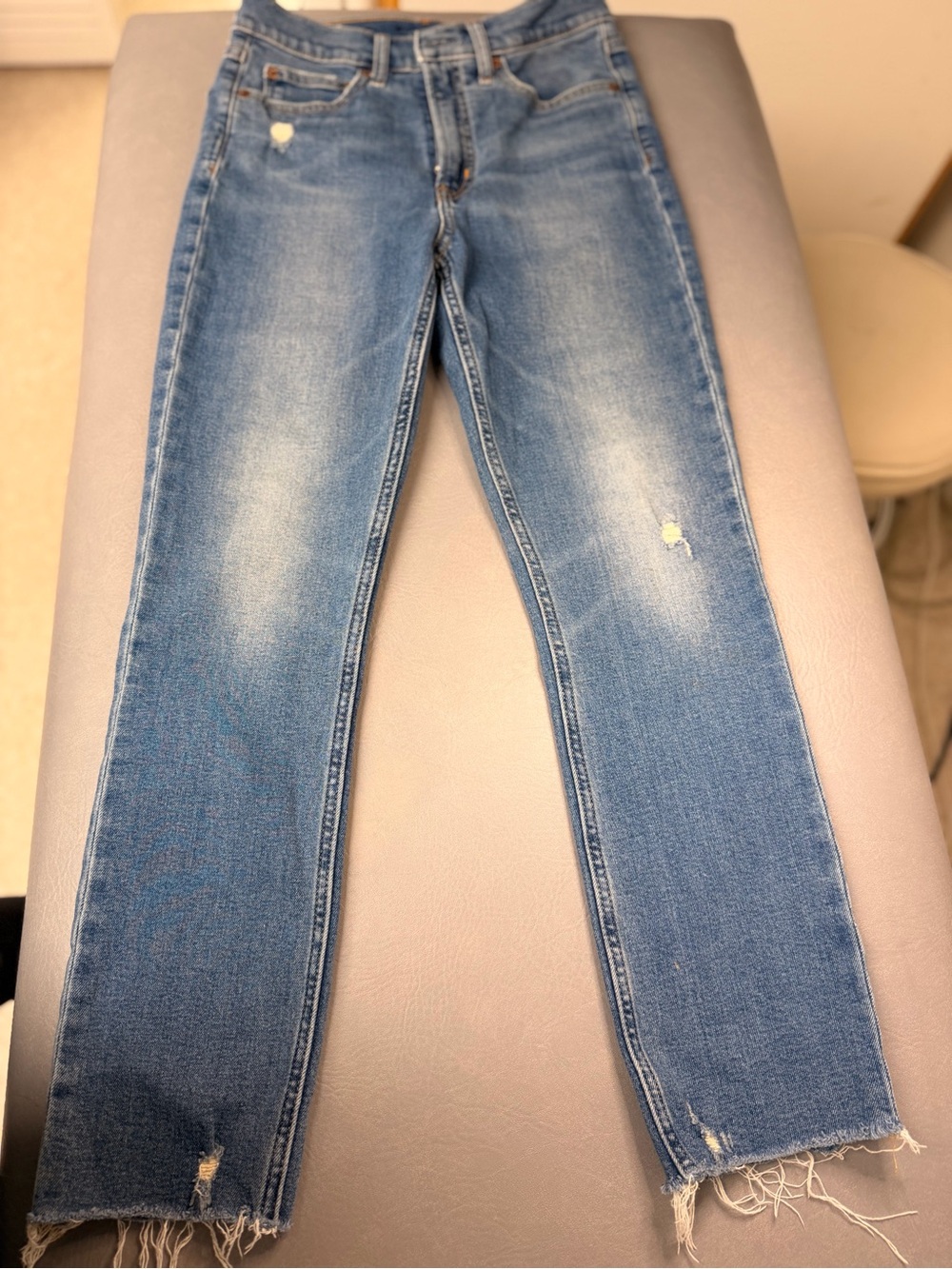 GAP Light Blue Distressed Straight-Leg Jeans